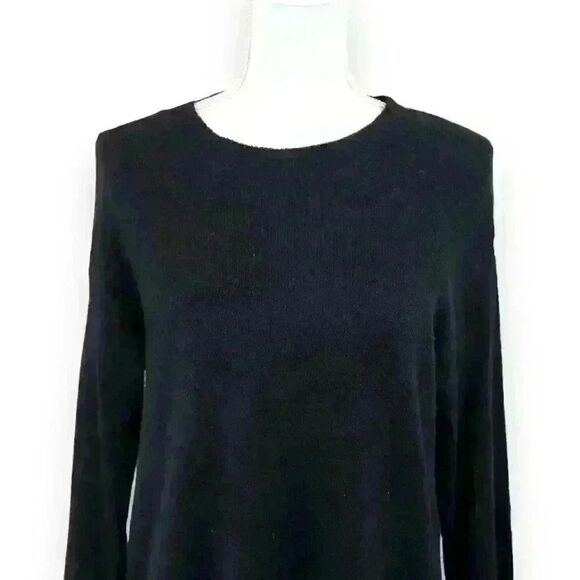 Halogen Black Crewneck Sweater with Tie Sleeves and High Low Hem Size XS Petite - Picture 5 of 8